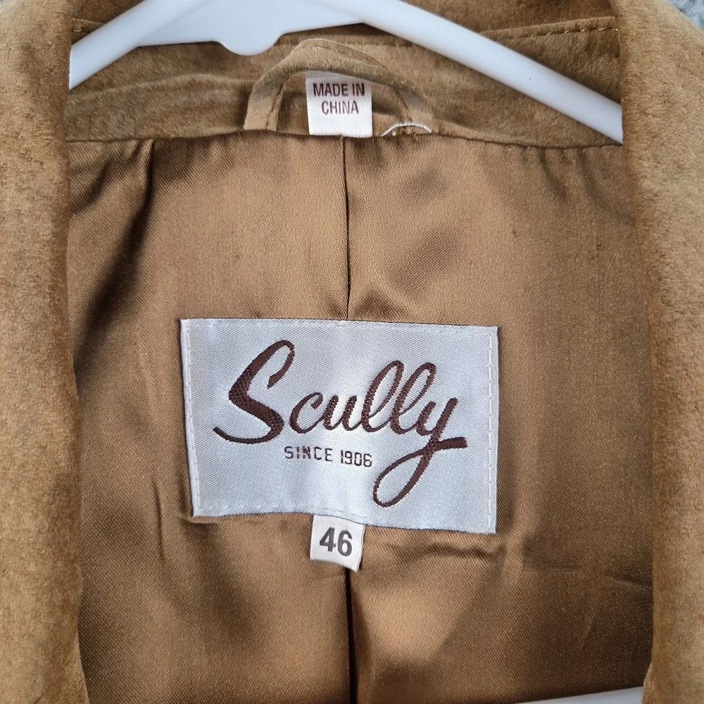 Scully‎ Western Two Button Jacket Leatherwork Brown Suede Blazer Size 46
